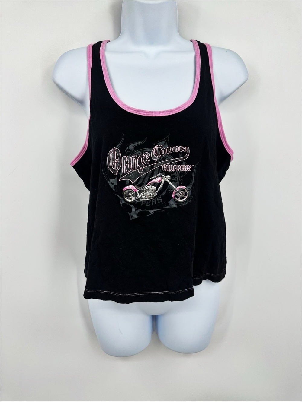 Vintage Y2K Black And Pink Orange County Choppers Tank Top Streetwear